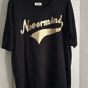 Zadig & Voltaire Black and Gold Graphic Tee